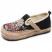 Women  Flats Black Embroideried Cotton Fabric Flats Shoes