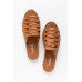 Lola Tan Leather Espadrille Platform Slide